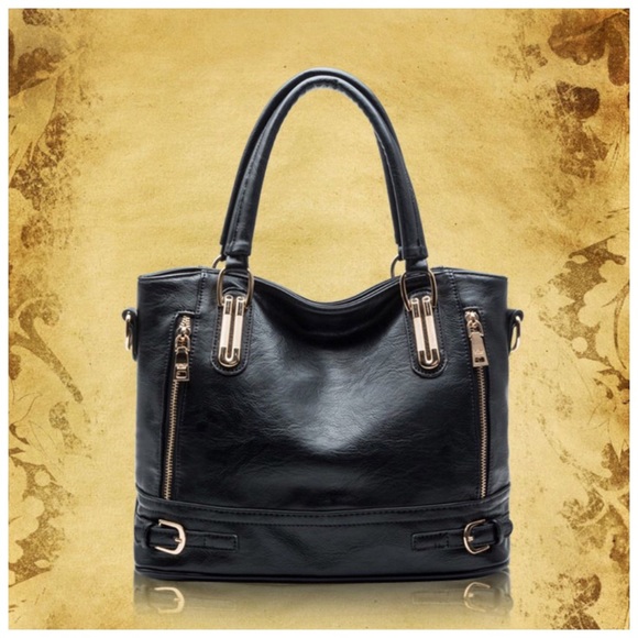 Black Adelaise Vegan Leather Bag - Picture 4 of 6
